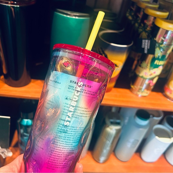 Starbucks Rainbow Mottled Rippled Texture Iridescent Glass Tumbler Cup 2024 NWT - Picture 5 of 16
